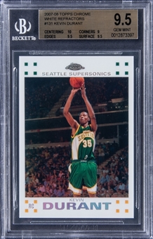 2007-08 Topps Chrome White Refractor #131 Kevin Durant Rookie Card (#44/99) - BGS GEM MINT 9.5
